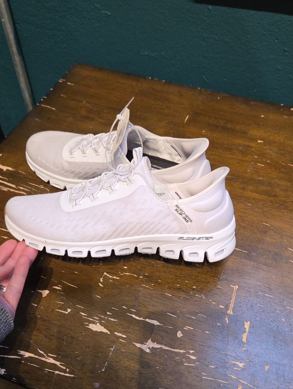Skechers Size 9.5 White Slip-On Performance Sneakers NEW